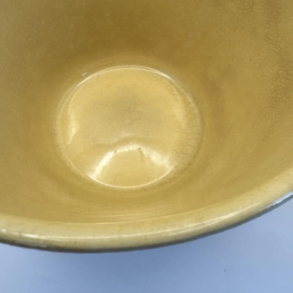 Vintage Watt Oven Ware Pottery Mixing‎ Bowl #8 Yellow Ribbed Stripe
